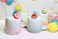 Cute Fruity Style Colorful Fruit Ceramic Mugs With Straw and Handle