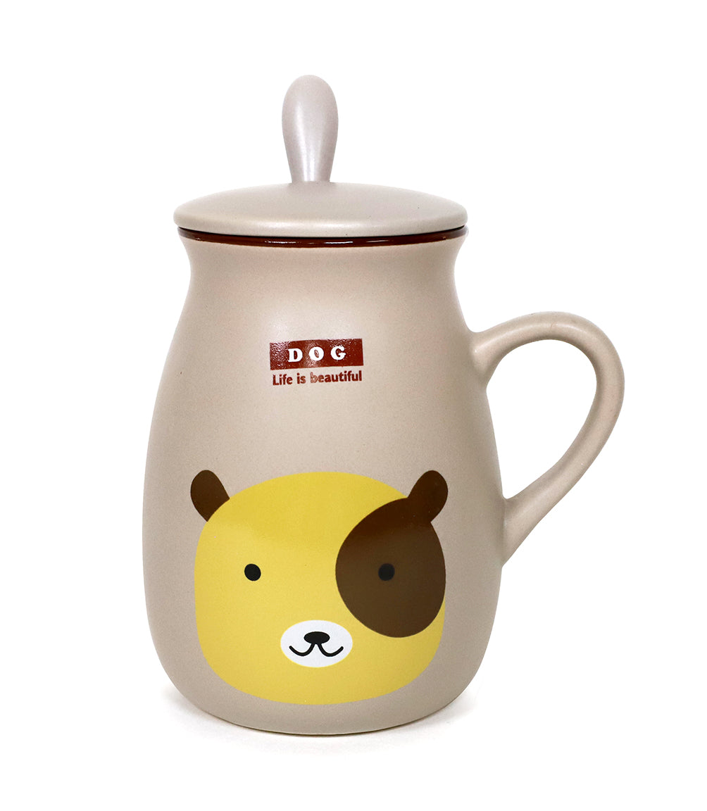 seelucky Hamster Mug with Lid Spoon 3D Cute Ceramic Coffee Milk Cup Couple  Mug Birthday Gift Women (hamster lovely, 400 ml)