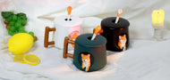 Cute Dog Ceramic Mug Wood Handle Design With Spoon And Lid