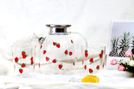 Glass Tea Kettle Strawberry Cute Design Glass Teapot Glass Pitcher Fruit Tea