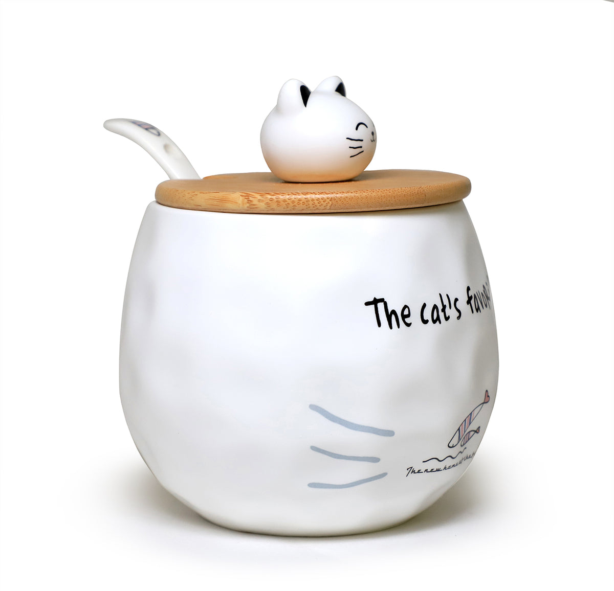 Buy wholesale Mug in cute cat design with cute handle with lid and lovely  spoon - 420 ml - DF-517