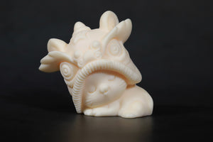 Handcrafted Corozo Nut Sleeping Kitten with Dancing Lion Hat - Unique Desktop Decoration