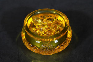 Golden Crystal Glass Treasure Bowl With Gold Ingot Desktop Decoration