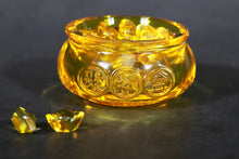 Golden Crystal Glass Treasure Bowl With Gold Ingot Desktop Decoration