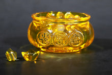 Golden Crystal Glass Treasure Bowl With Gold Ingot Desktop Decoration