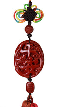 Exquisite Cinnabar Peace Amulet Car Hanging with Chinese Knot Decoration