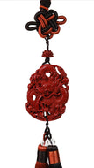 Finely Crafted Cinnabar Dragon Car Hanging Ornament for Good Luck and Wealth