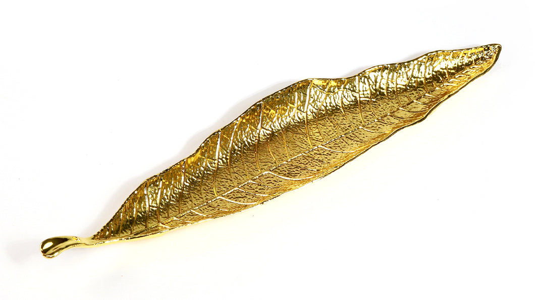 Golden Leaf Shaped Incense Holder | Elegant Incense Stand | Incense Tray | Decorative Indoor Piece