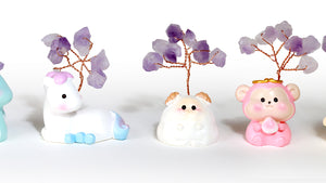 12 Zodiac Cute Resin Carved Amethyst Tree - Home & Office Desk Decoration