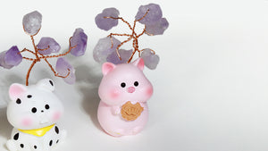 12 Zodiac Cute Resin Carved Amethyst Tree - Home & Office Desk Decoration