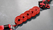 Finely Crafted Cinnabar Five Emperor Coins Car Hanging Ornament for Good Luck and Wealth