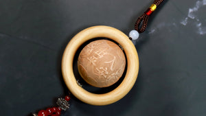 Finely Crafted Cliff Cypress Wood Circular Relief Car Hanging Ornament for Safe Travels and Good Luck