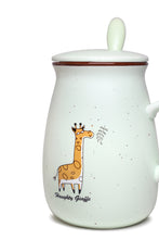 Cute Animal Milky Ceramic Mug With Spoon And Lid