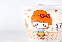 Microwavable Ceramic Noodle Bowl with Handle and Seal Fine Porcelain Cute Design