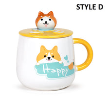 Cute Dog Ceramic Mug with Spoon and Lid