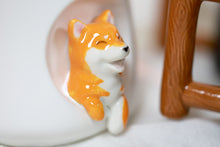 Cute Dog Ceramic Mug Wood Handle Design With Spoon And Lid