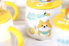 Cute Dog Ceramic Mug with Spoon and Lid