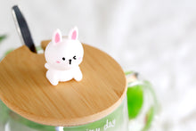 Cute Rabbit Mug Glass Mug with Spoon and Wood Lid