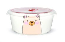 Microwavable Ceramic Bento Box Lunch Box Food Container With Seal Fine Porcelain Round Shape With Dividers