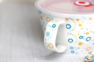 Unique Shape Microwavable Ceramic Noodle Bowl with Handle and Seal Fine Porcelain