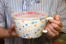 Unique Shape Microwavable Ceramic Noodle Bowl with Handle and Seal Fine Porcelain