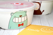 Microwavable Ceramic Bento Box Lunch Box Food Container With Seal Fine Porcelain Round Shape With Dividers