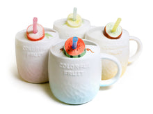 Cute Fruity Style Colorful Fruit Ceramic Mugs With Straw and Handle