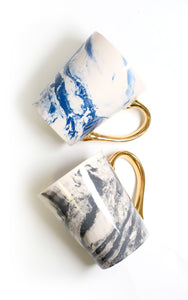 Marble Effect Ceramic Mug with Gold Painted Handle