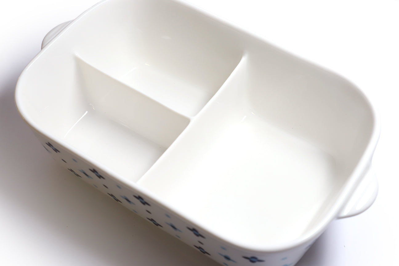 Microwavable Ceramic Bento Box Lunch Box Food Container with Seal Fine Porcelain Round Shape with Dividers
