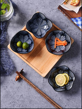 Japanese Kitchen Multi-functional Leaf-style Ceramic Soy Sauce Dish 4-Piece Set Gift Box Packaging